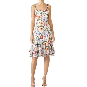 Cooper st // white floral print ruffle hem midi dress size 12